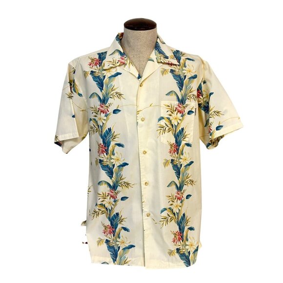 Vintage Mango Okinawa Original Hawaiian Shirt Floral Print Short Sleeve Large - Picture 1 of 7
